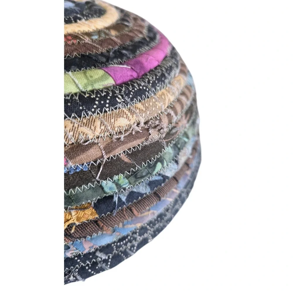 Rag Rug Coiled Rope Fabric Basket Clothesline Bowl Boho Hippie Grandmacore